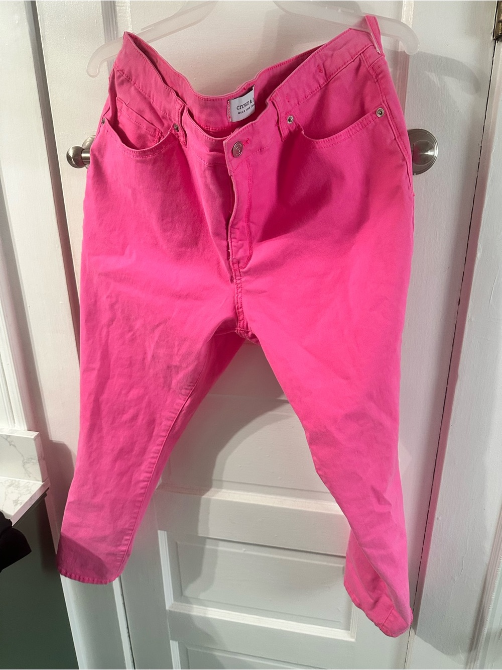 crown & ivy Bright Pink Straight Leg Jeans